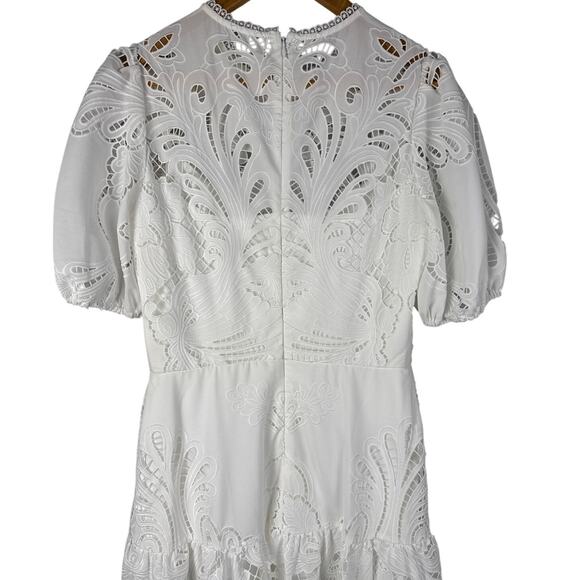 Shoshanna Midnight Bright White Eyelet Puff-Sleeve Maxi Dress Size 8 - Picture 11 of 16